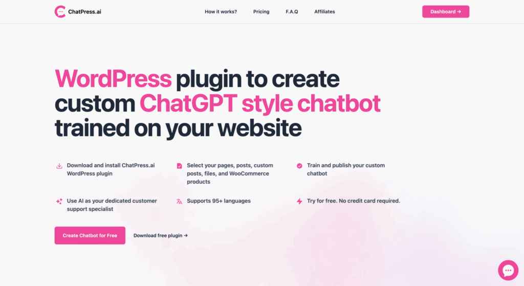 Chatpress.ai website homepage screenshot